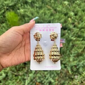 Vintage gold dangling earrings handmade in Ghana